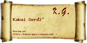 Kabai Gerő névjegykártya